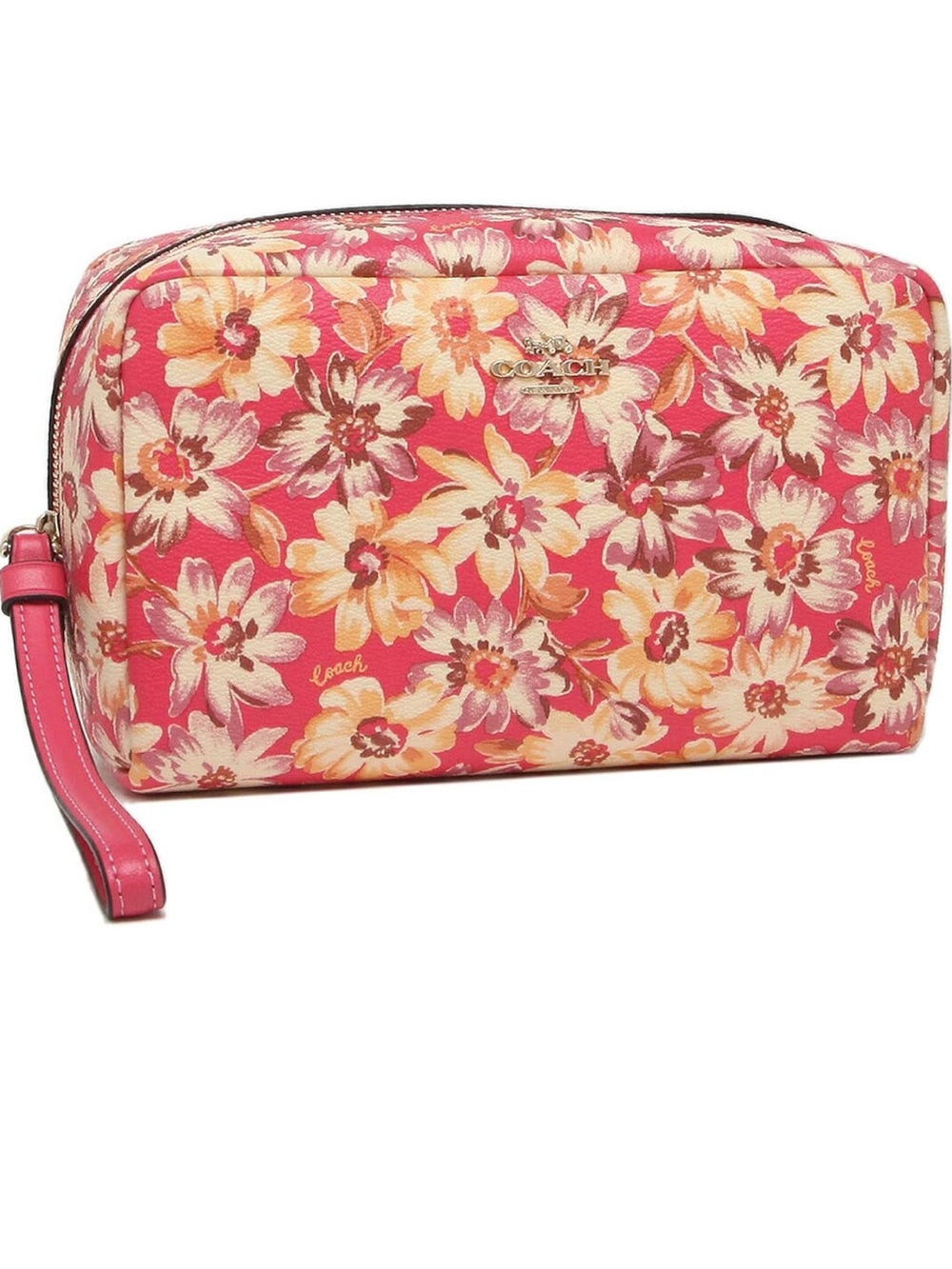 Coach Cosmetic Zipper Pouch With Wristlet Strap, Vintage Daisy Print - Picture 3 of 16
